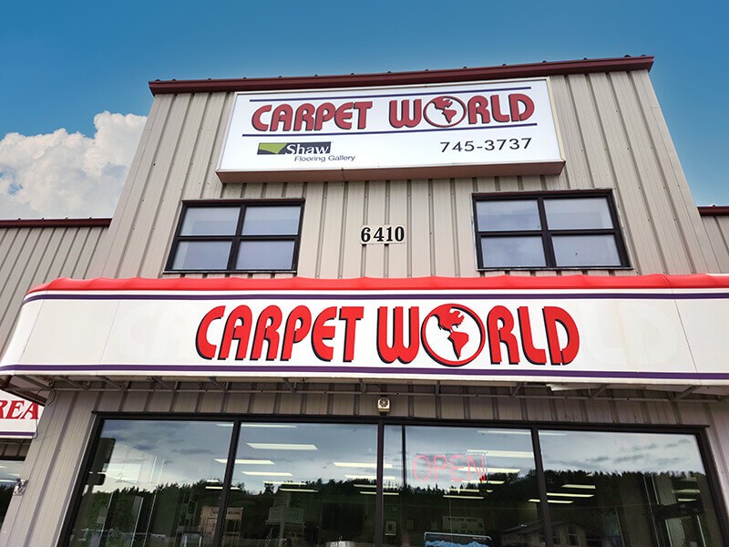 Store Front Close Up | Carpet World Of Alaska